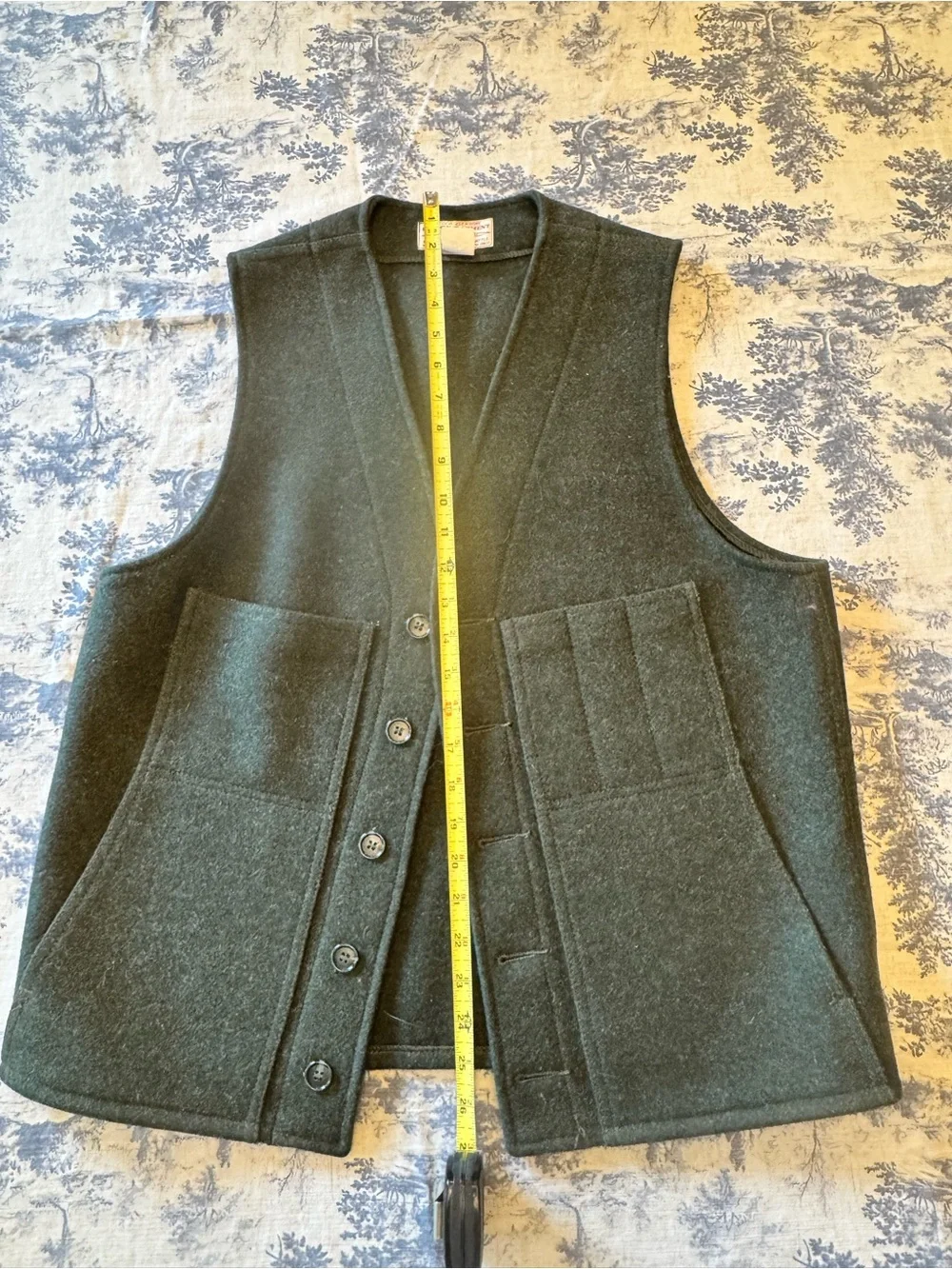 Filson Olive Green Wool Vest with Branded Label - Picture 4 of 5